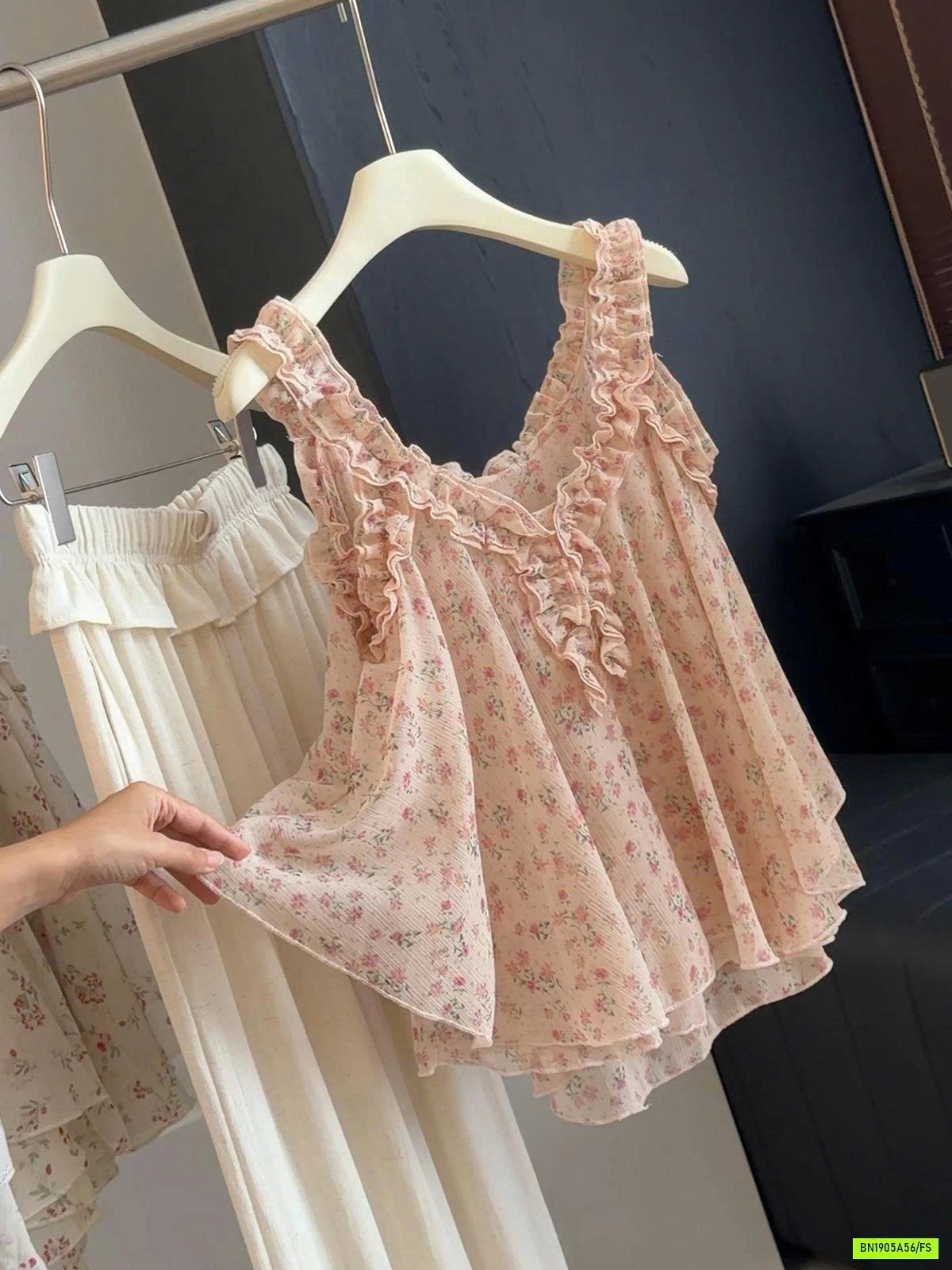 ÁO 2 DÂY VIỀN REN HOA NHÍ ANNA