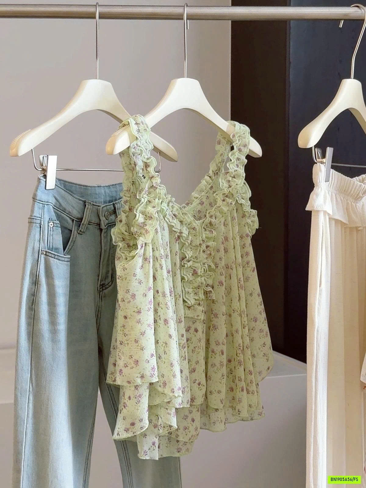 ÁO 2 DÂY VIỀN REN HOA NHÍ ANNA