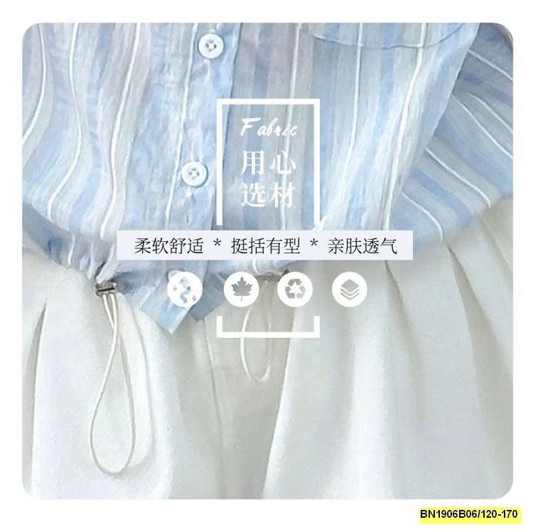 SÉT ÁO SƠ MI SỌC XANH MIX QUẦN TRẮNG