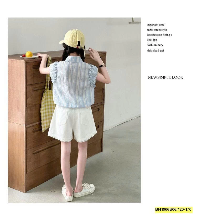 SÉT ÁO SƠ MI SỌC XANH MIX QUẦN TRẮNG