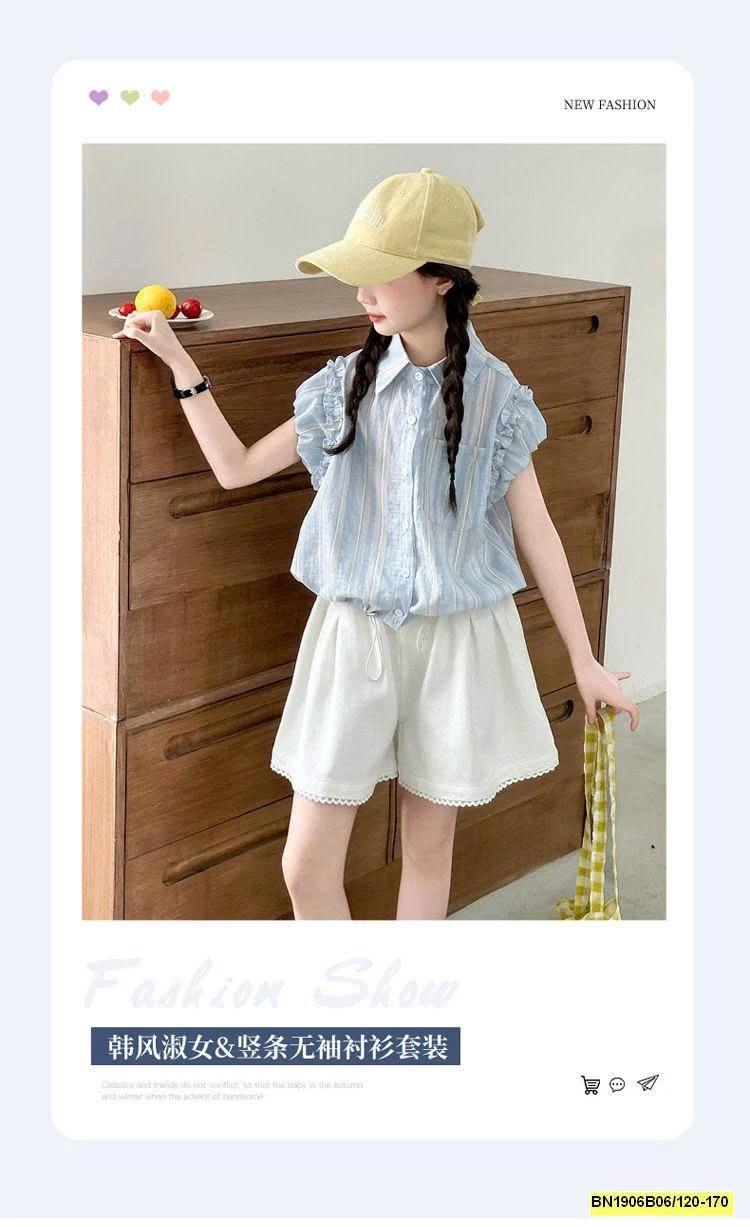 SÉT ÁO SƠ MI SỌC XANH MIX QUẦN TRẮNG