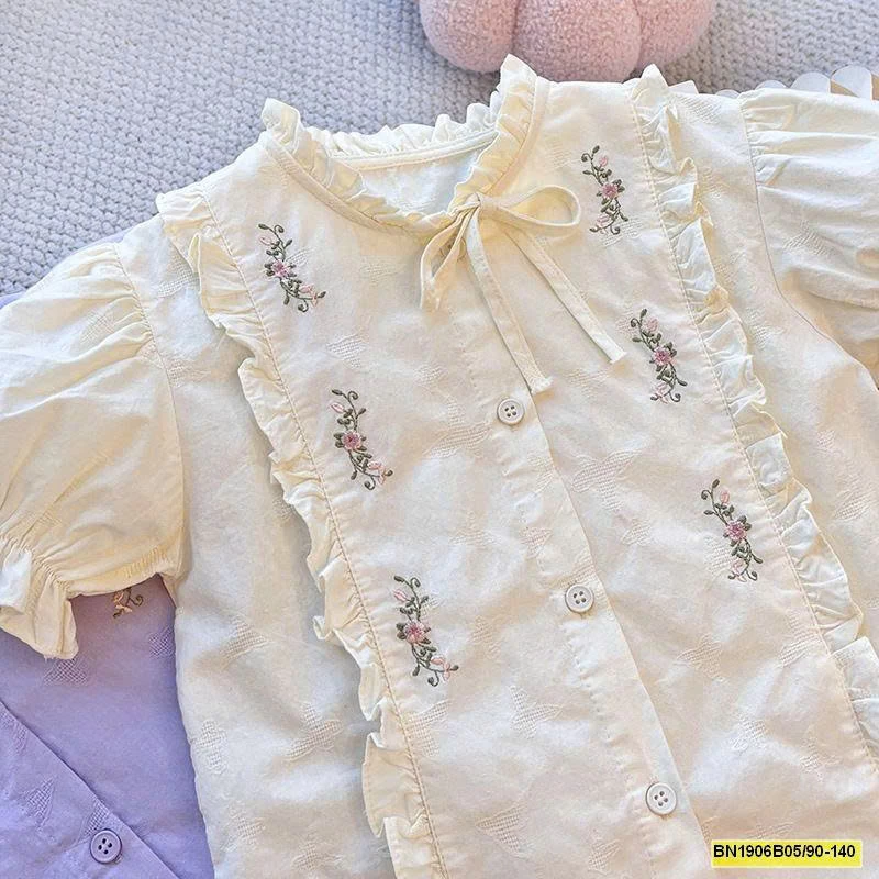 ÁO SƠ MI HOA NGẮN TAY CHO BÉ