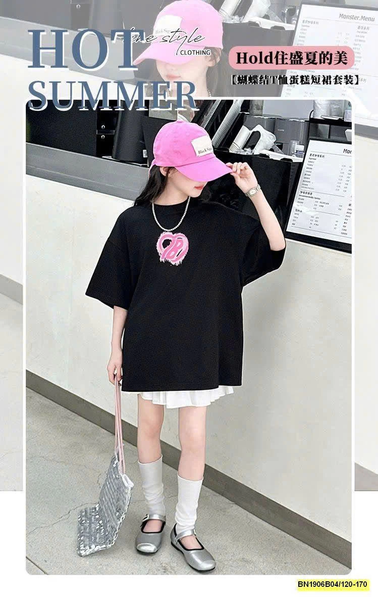 SET ÁO PHÔNG NƠ LƯNG PHỐI CHÂN VÁY TRẮNG