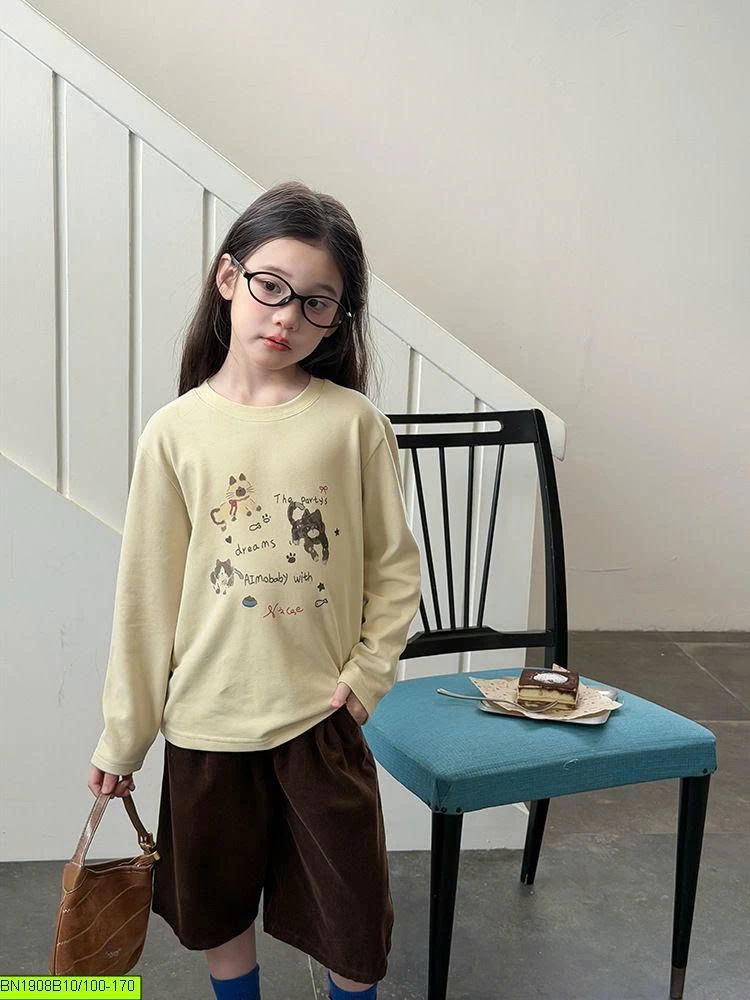 ÁO THUN DÀI TAY IN MÈO AMBB 26E071