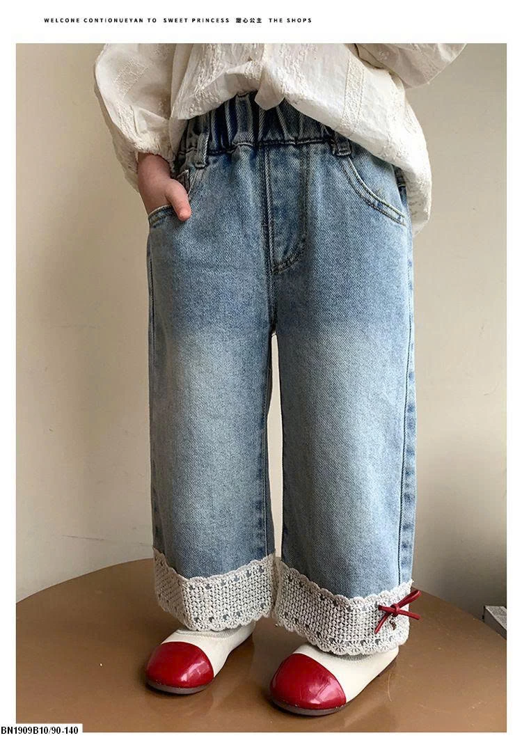 QUẦN JEAN SUÔNG MIX REN