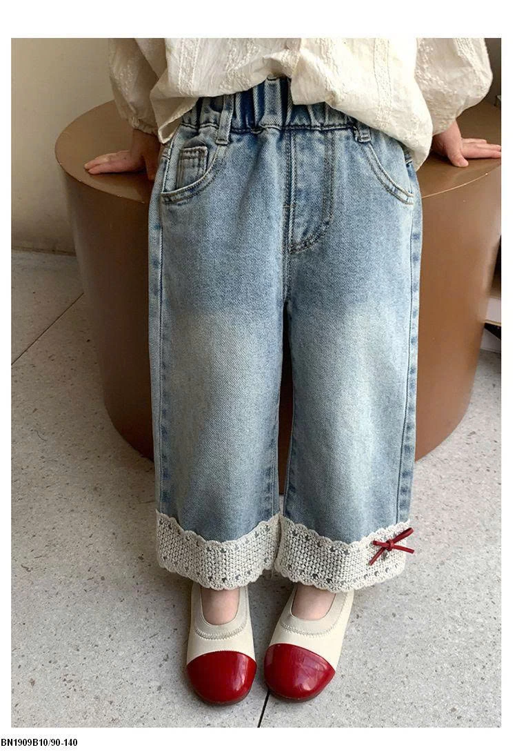 QUẦN JEAN SUÔNG MIX REN