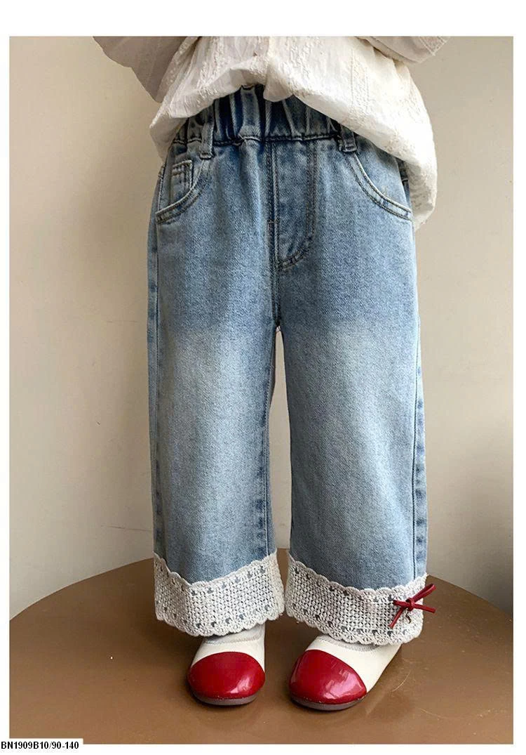 QUẦN JEAN SUÔNG MIX REN