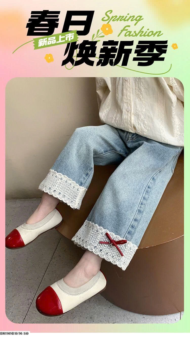 QUẦN JEAN SUÔNG MIX REN