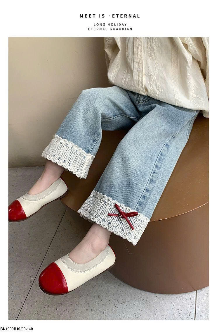 QUẦN JEAN SUÔNG MIX REN