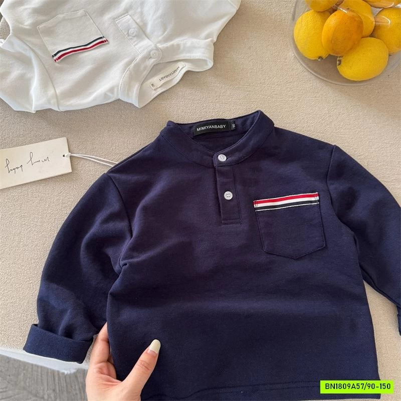 ÁO THUN CỔ TRỤ TÚI KẺ XANH ĐỎ MMY