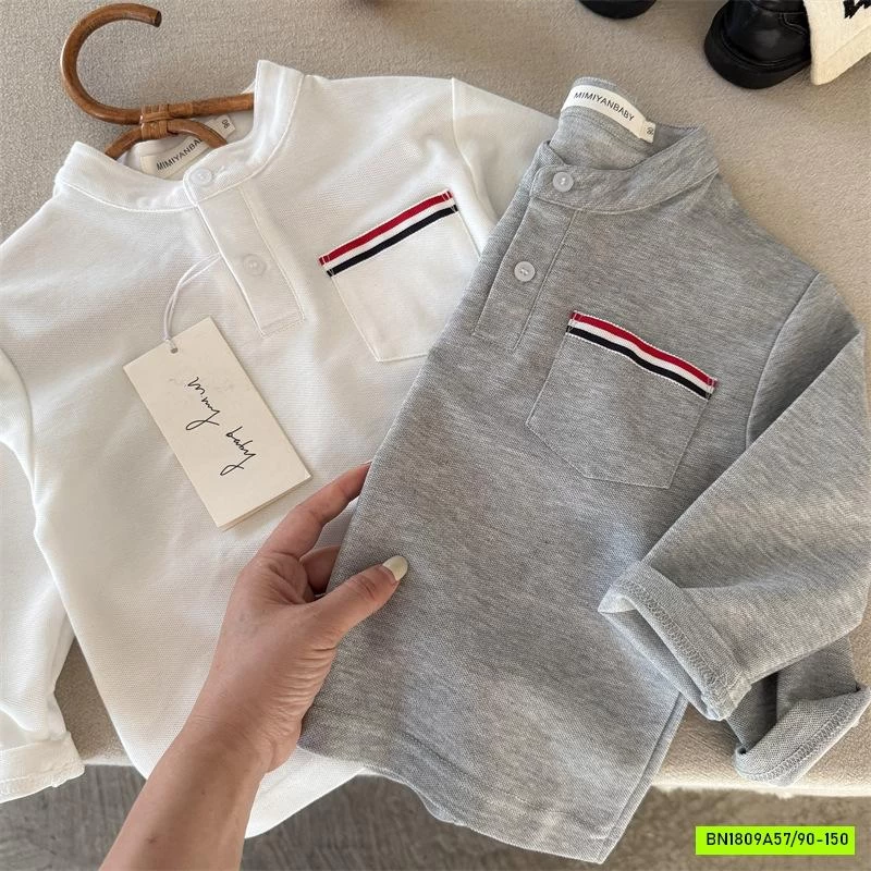 ÁO THUN CỔ TRỤ TÚI KẺ XANH ĐỎ MMY