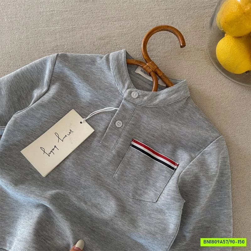 ÁO THUN CỔ TRỤ TÚI KẺ XANH ĐỎ MMY