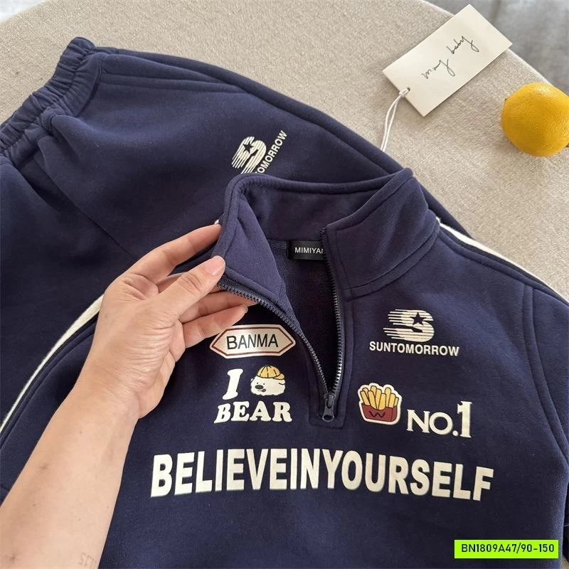 BỘ NỈ THỂ THAO KHÓA CỔ NO.1 MMY