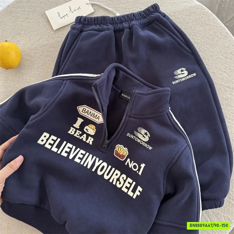 BỘ NỈ THỂ THAO KHÓA CỔ NO.1 MMY