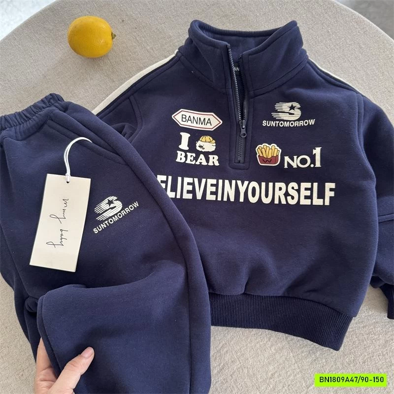 BỘ NỈ THỂ THAO KHÓA CỔ NO.1 MMY