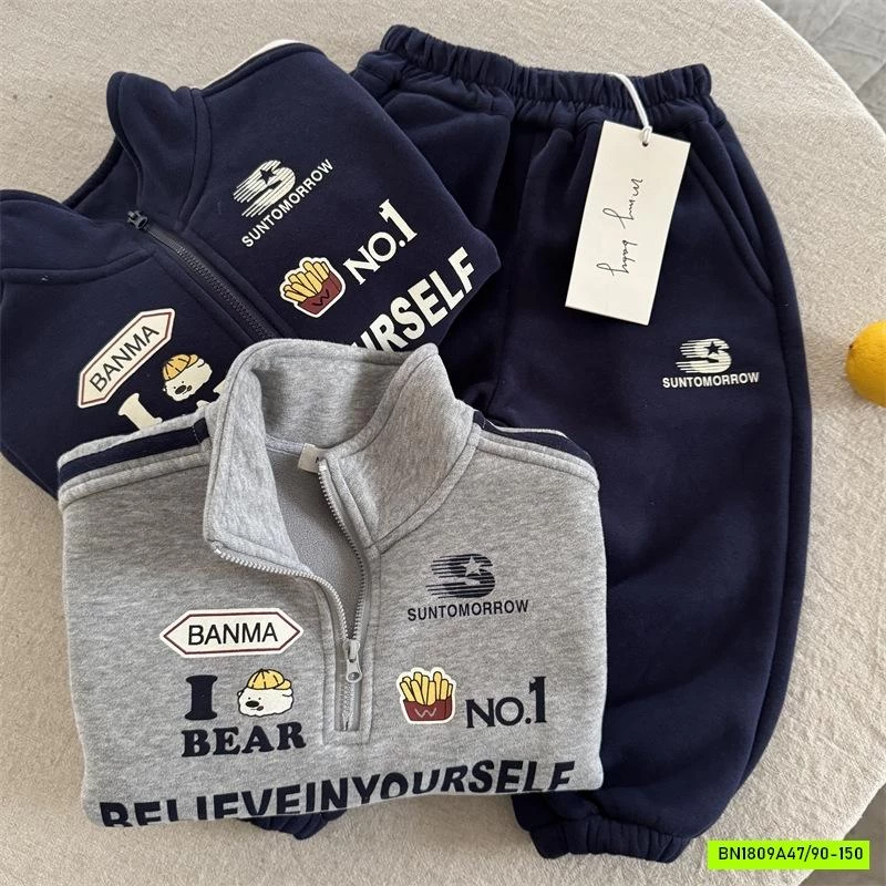 BỘ NỈ THỂ THAO KHÓA CỔ NO.1 MMY