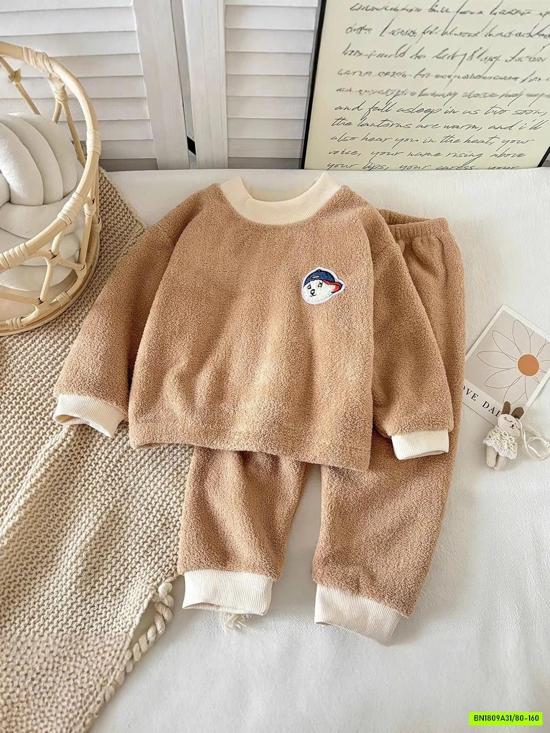 BỘ NỈ LÔNG GẤU CHO BÉ