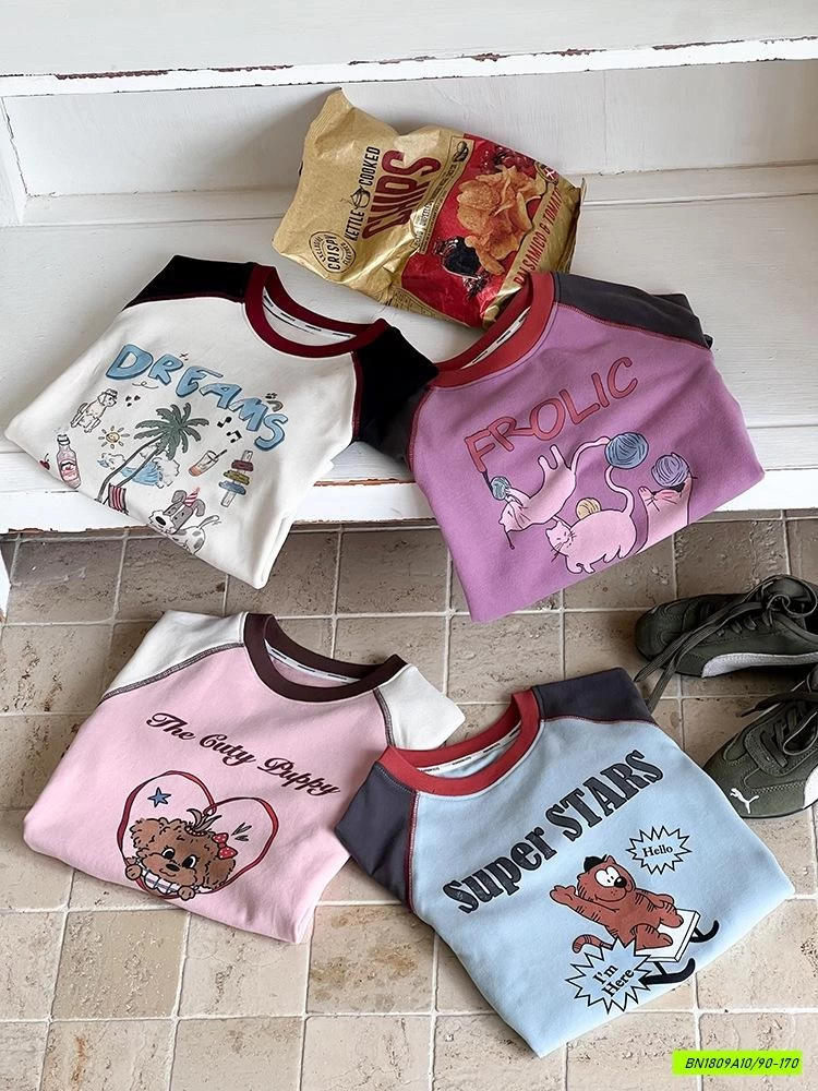 ÁO THUN IN HÌNH PHỐI MÀU TAY 25G062 AMBB