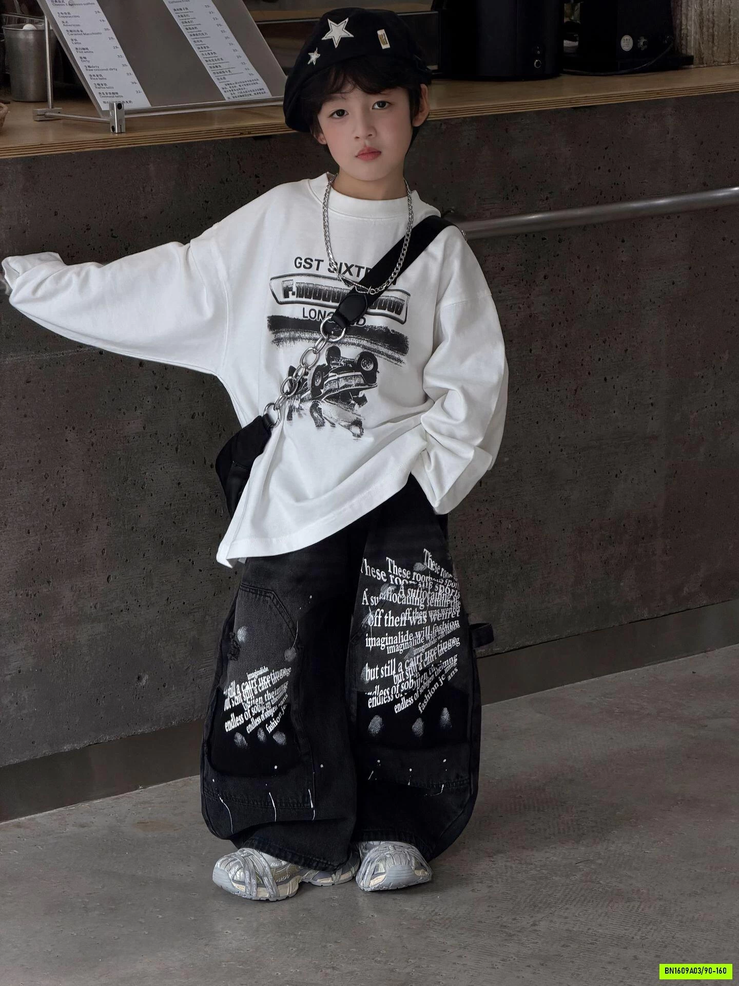 ÁO THUN OTO MIX JEANS ĐEN CHỮ FANSHU