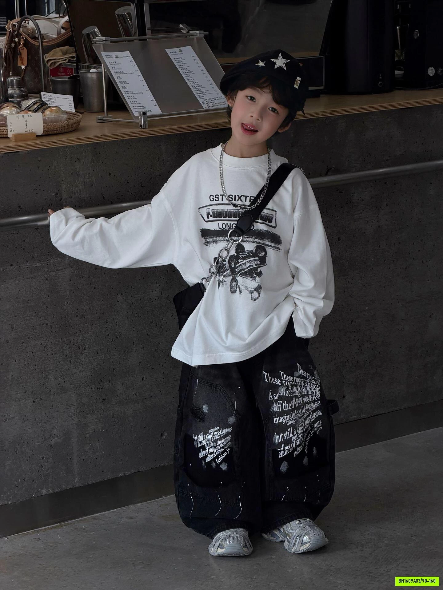 ÁO THUN OTO MIX JEANS ĐEN CHỮ FANSHU