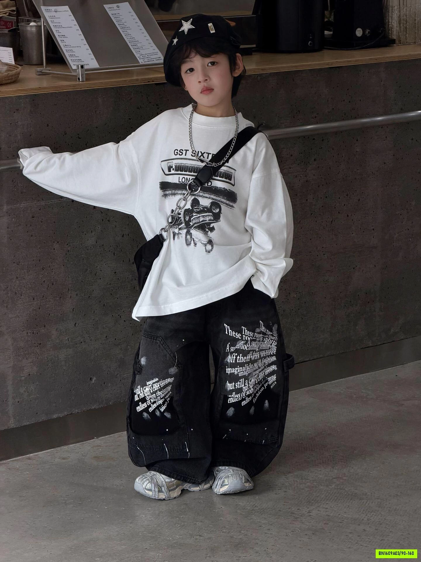 ÁO THUN OTO MIX JEANS ĐEN CHỮ FANSHU