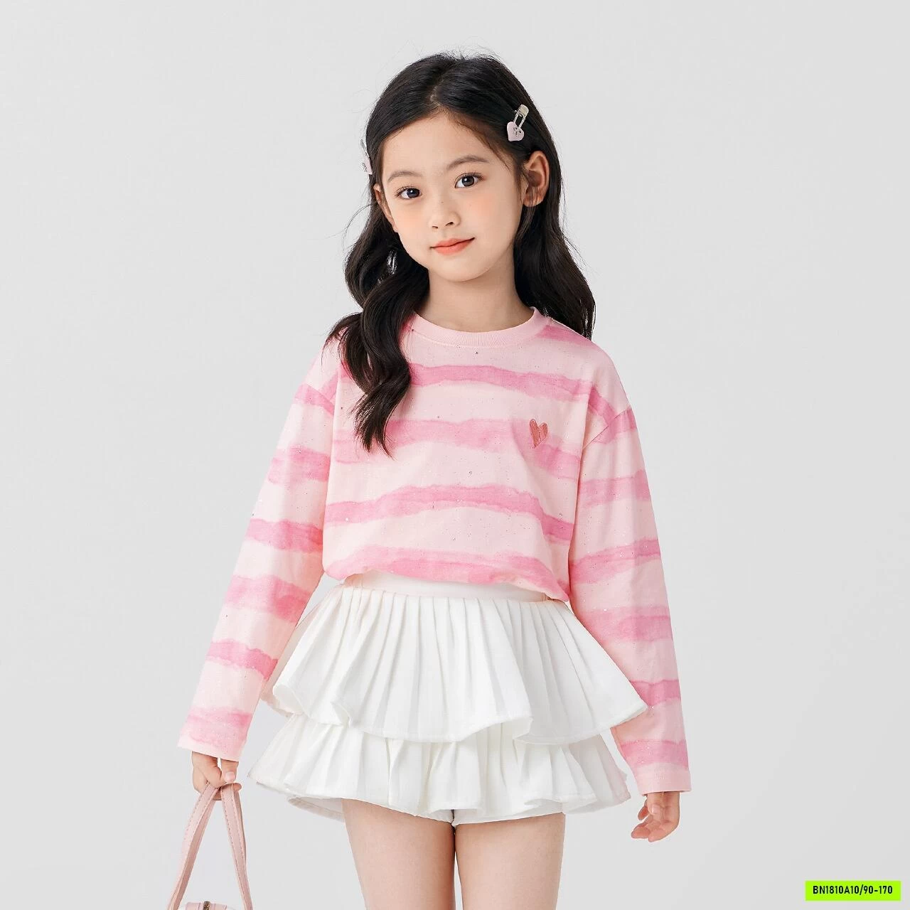 ÁO NỈ HỒNG KẺ NGANG AINI
