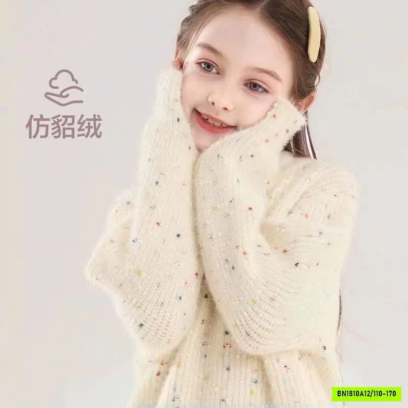 ÁO LEN CHẤM HẠT NHIỀU MÀU CHO BÉ GÁI