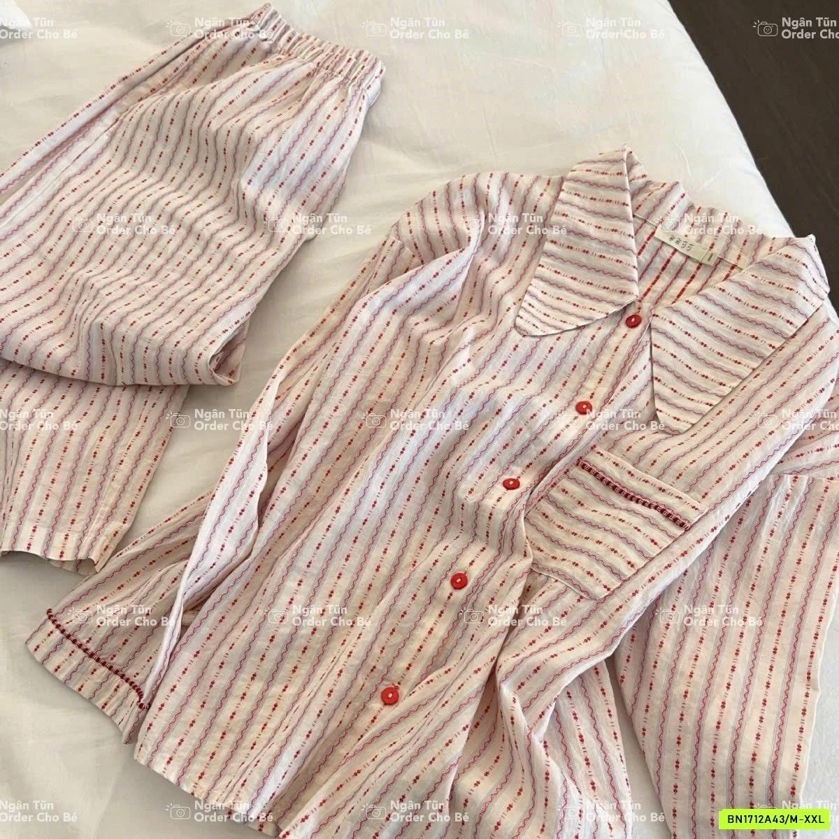 PIZAMA SỌC CÚC ĐỎ