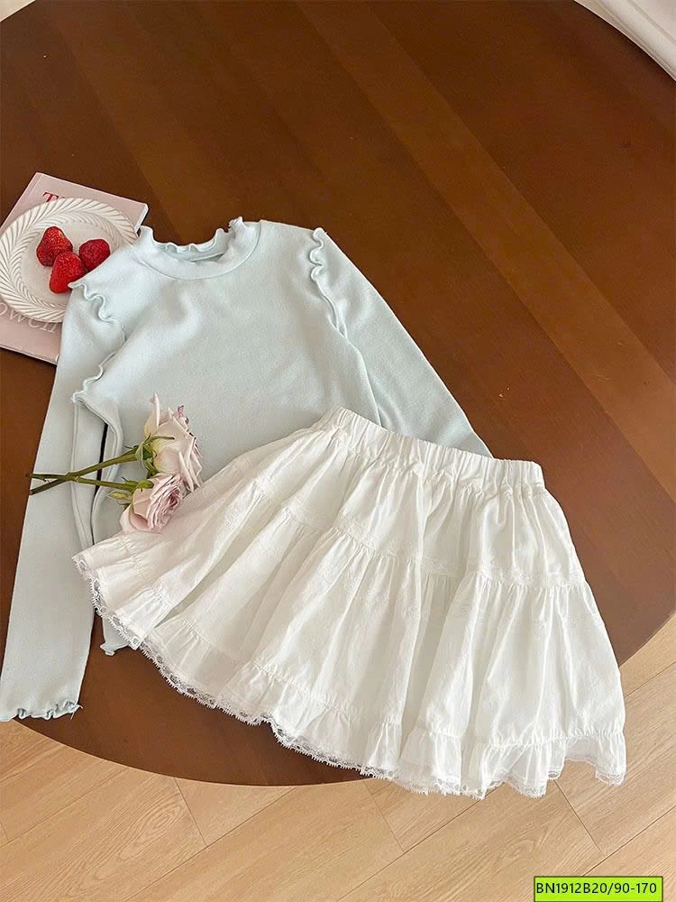 CHÂN VÁY VIỀN REN AMBBKIDS 25A001