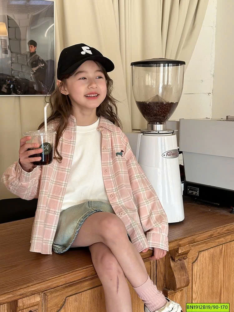 ÁO SƠ MI CARO BÉ GÁI AMBB 25A052