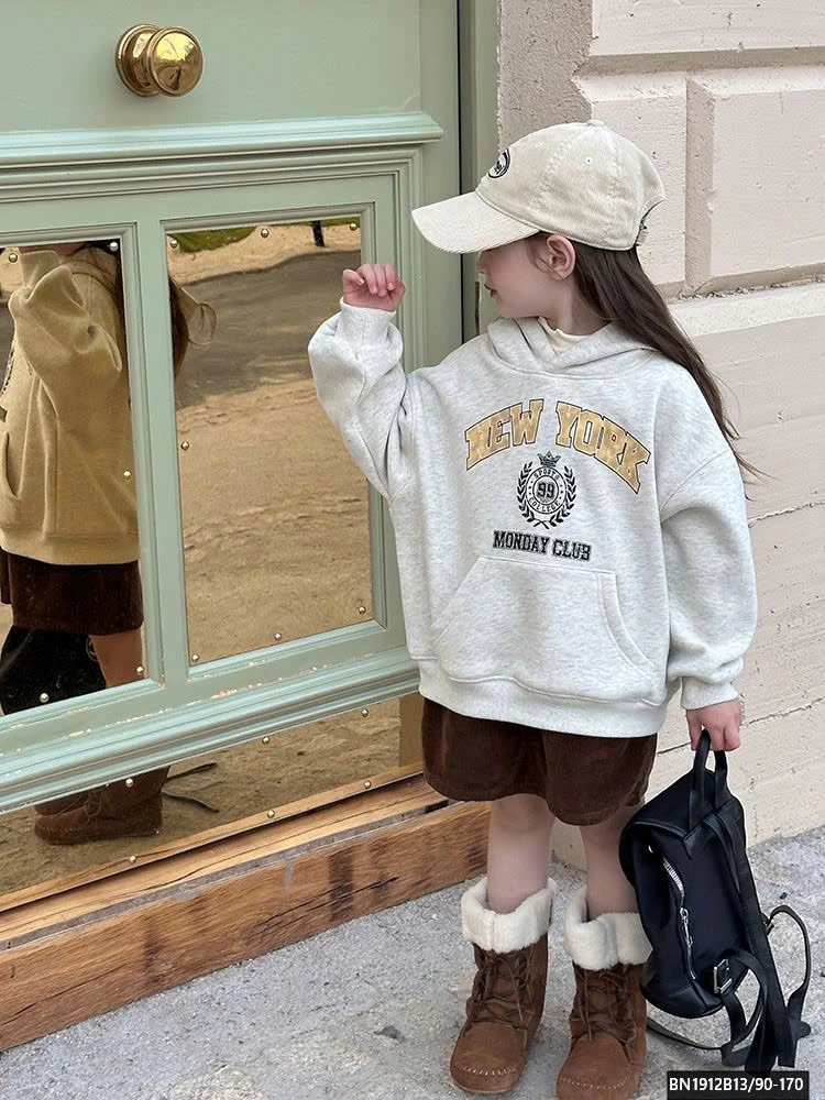 ÁO NỈ HODDIE BASIC CHO BÉ AMBB 24Z036