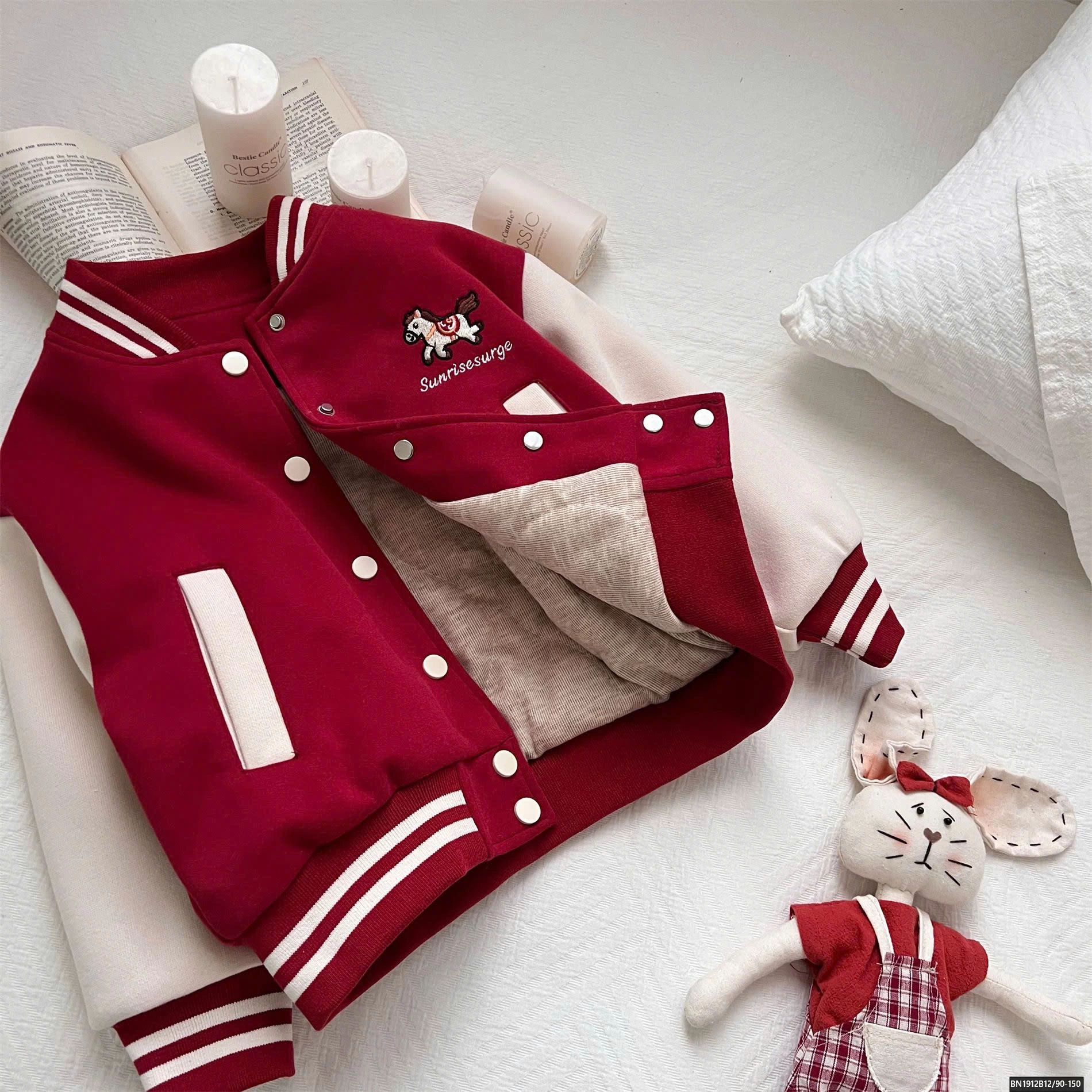 ÁO KHOÁC NỈ LOGO NGỰA  MẸ VÀ BÉ