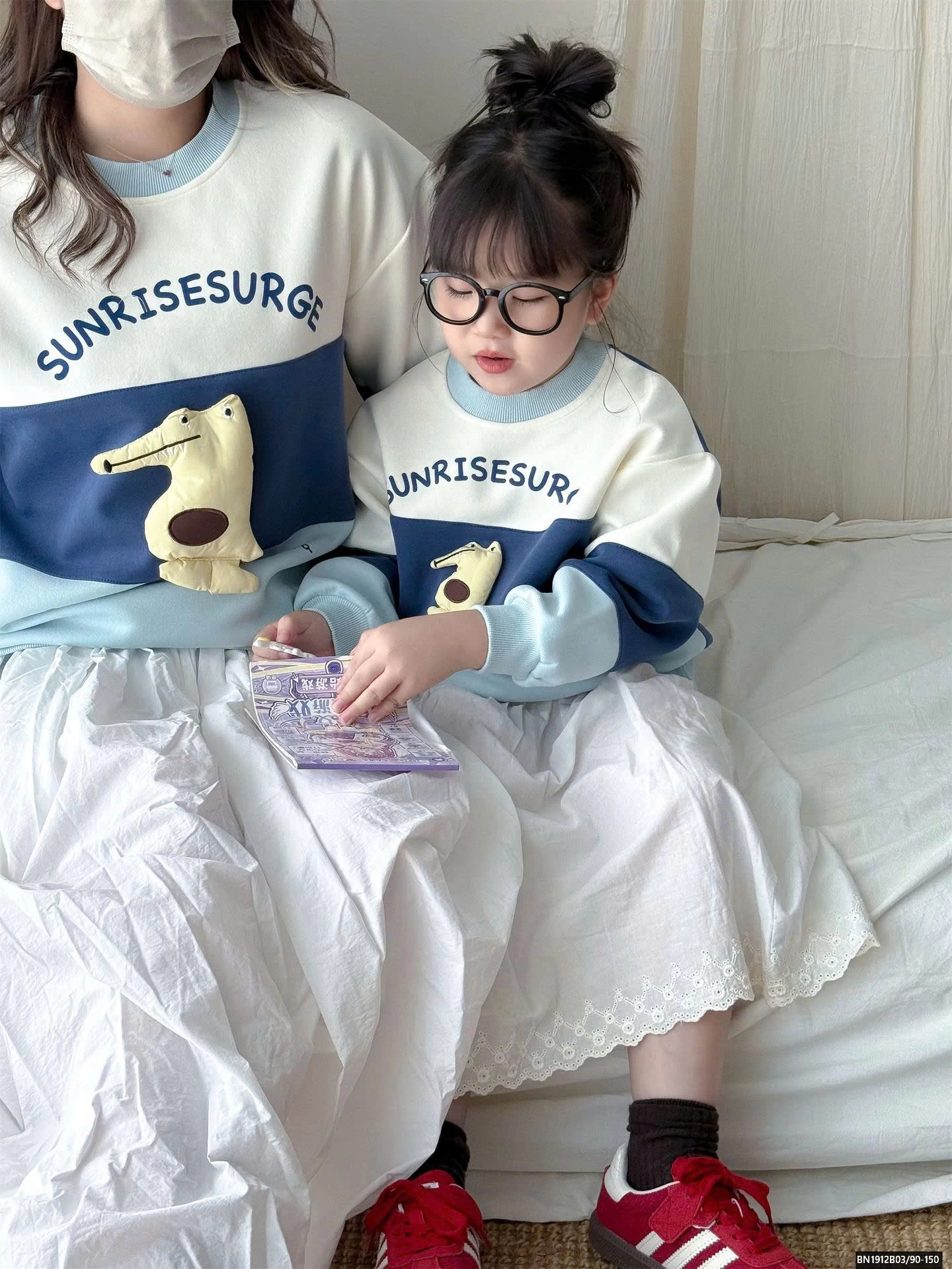 ÁO NỈ MẸ VÀ BÉ PHỐI MÀU CÁ SẤU DỄ THƯƠNG