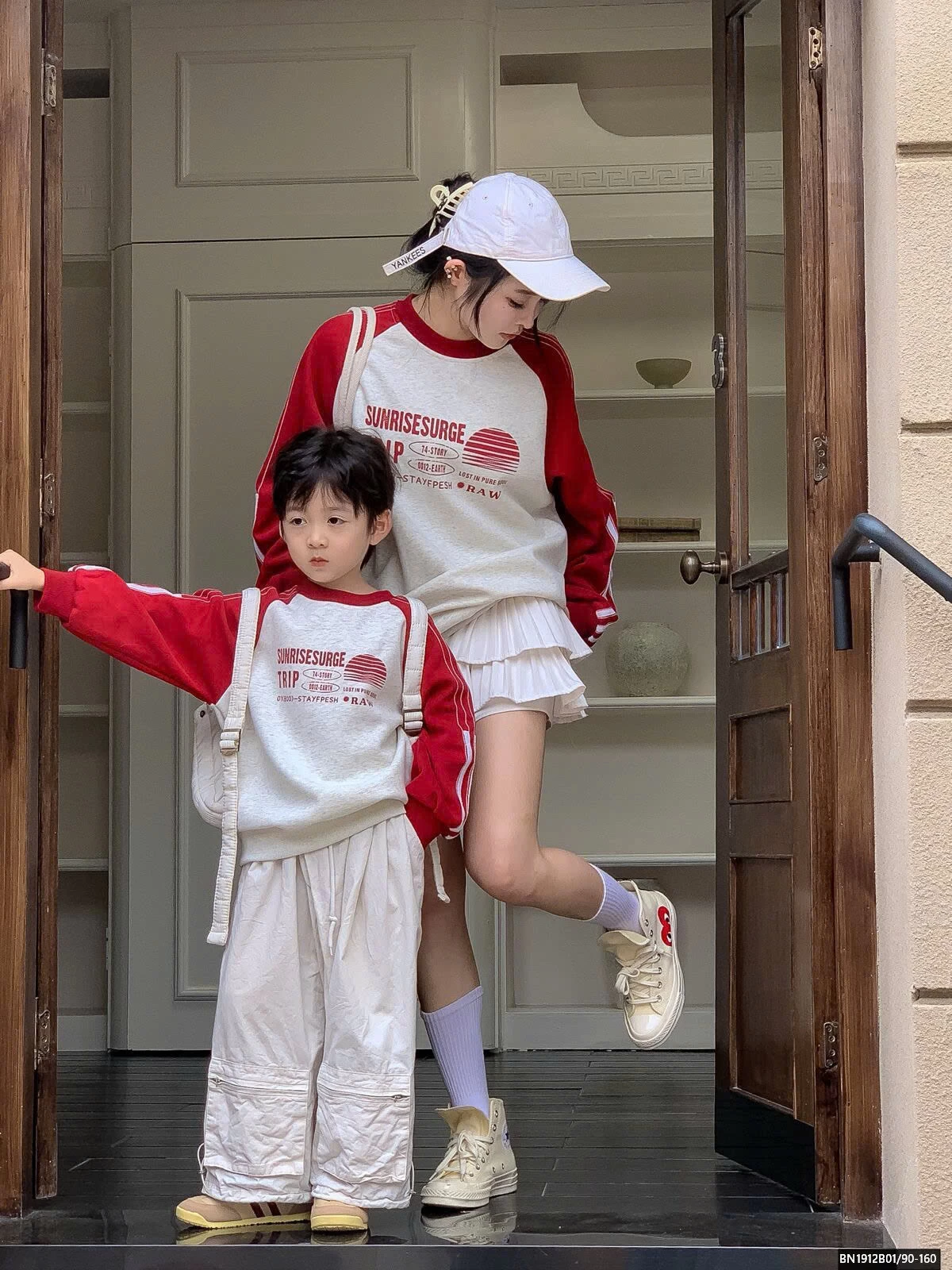 ÁO NỈ PHỐI MÀU TAY MẸ VÀ BÉ