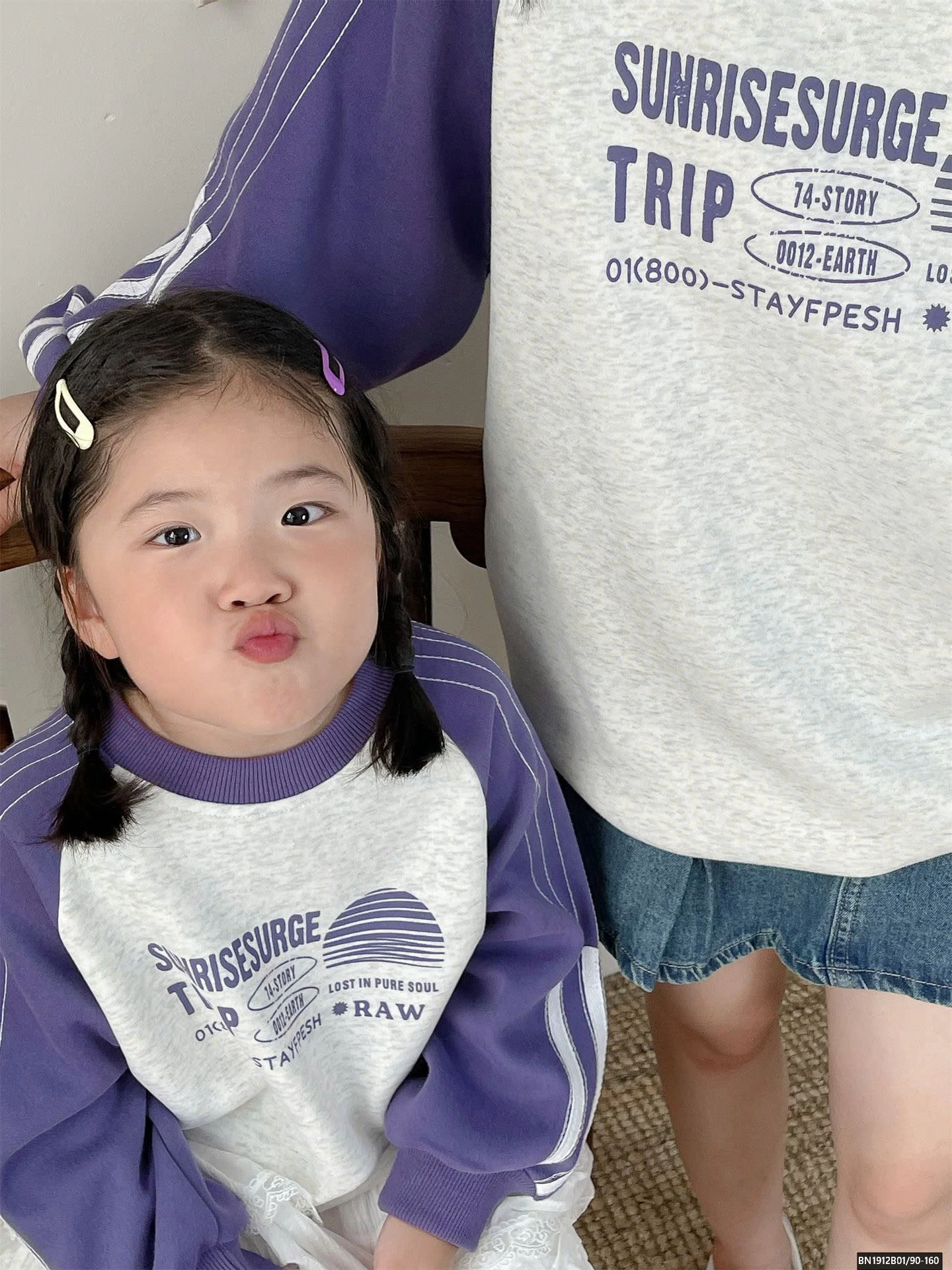 ÁO NỈ PHỐI MÀU TAY MẸ VÀ BÉ