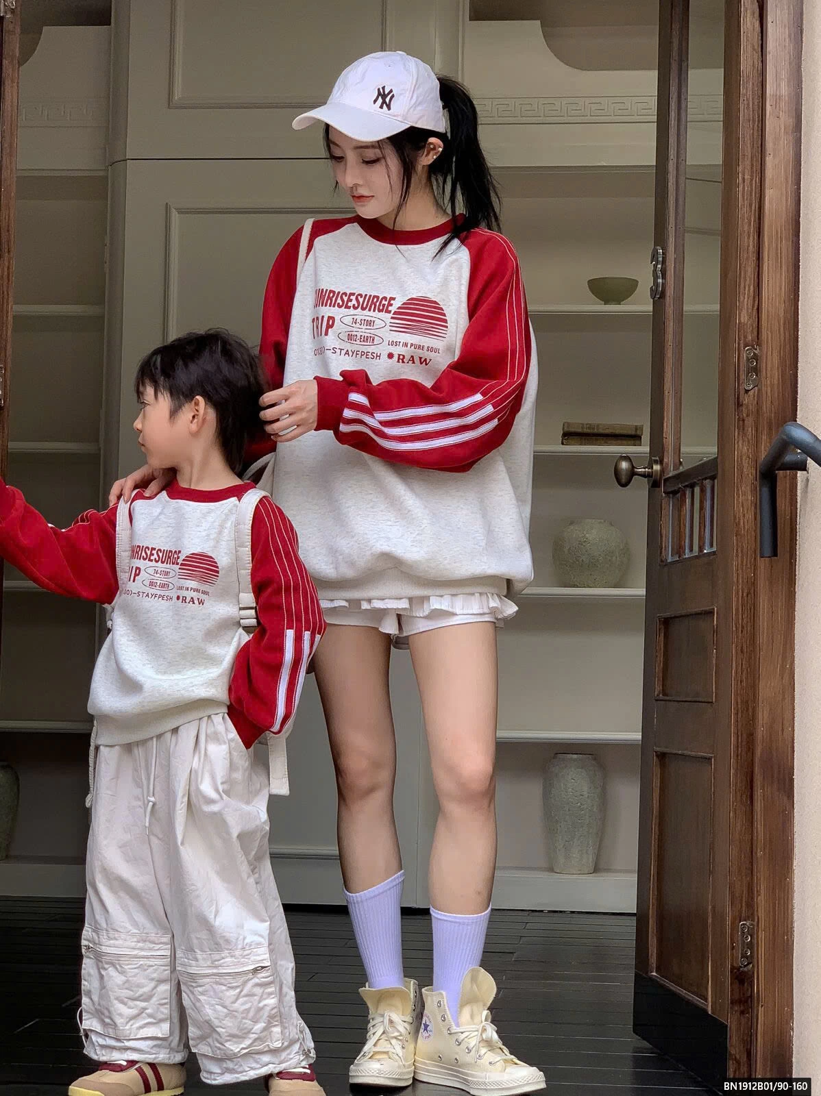 ÁO NỈ PHỐI MÀU TAY MẸ VÀ BÉ