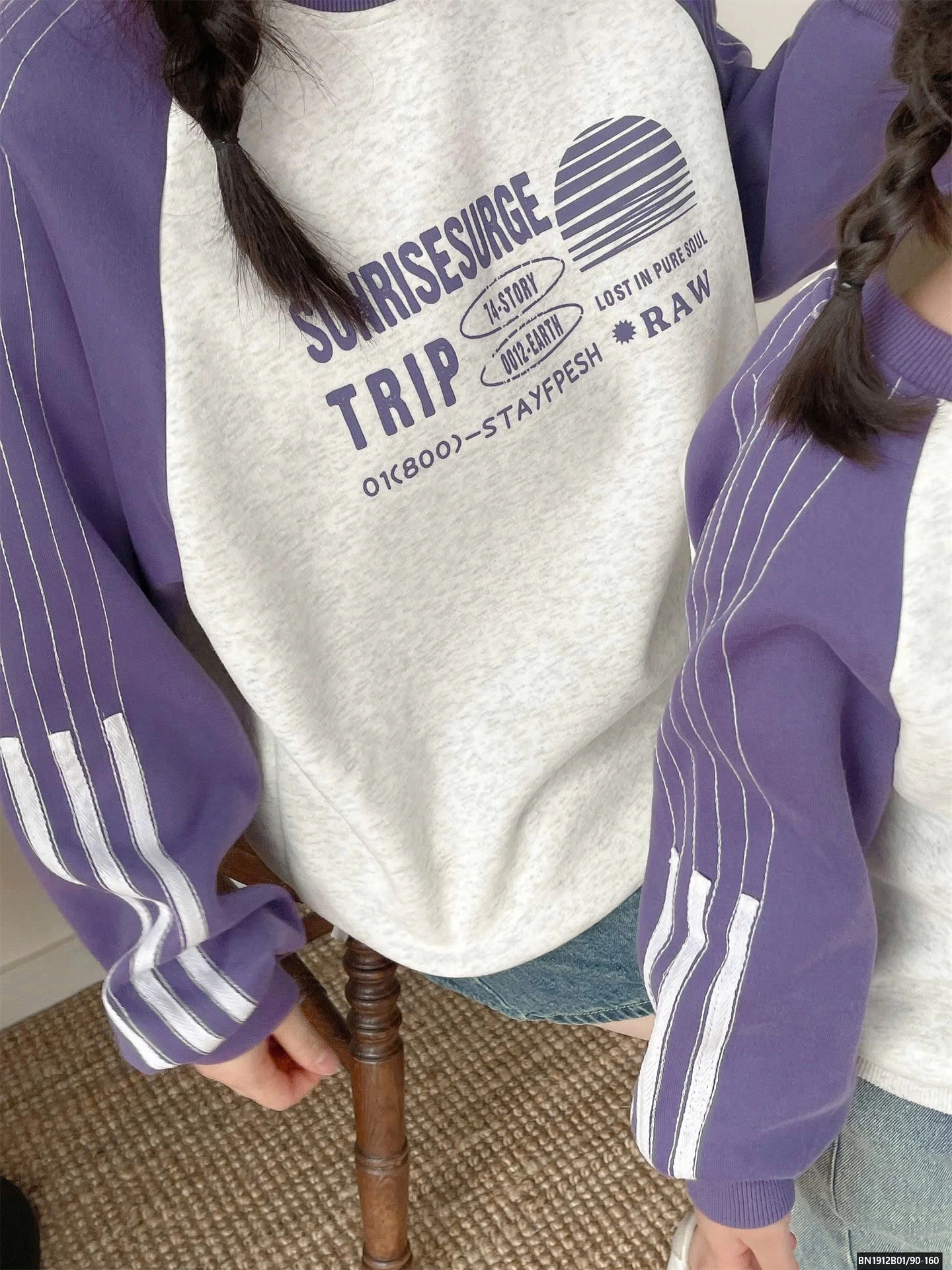 ÁO NỈ PHỐI MÀU TAY MẸ VÀ BÉ