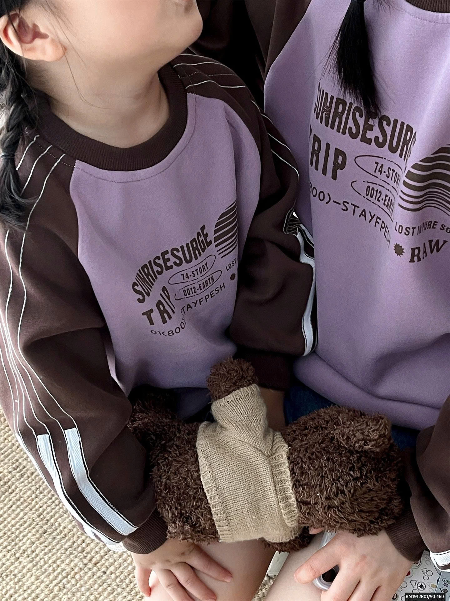 ÁO NỈ PHỐI MÀU TAY MẸ VÀ BÉ