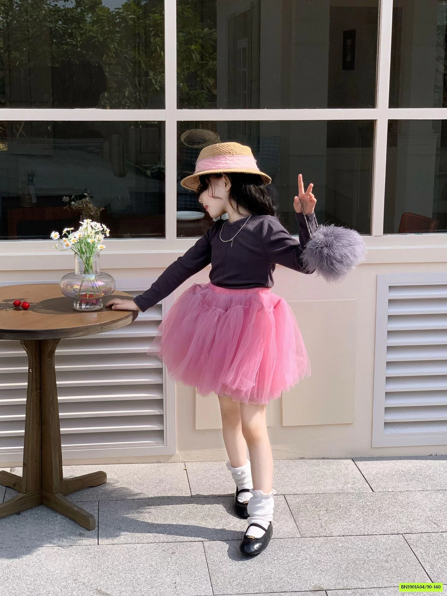 ÁO THUN LƯỚI MIX CV TUTU HỒNG