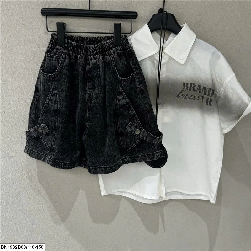 QUẦN SHORT JEAN ĐEN KÈM ĐAI