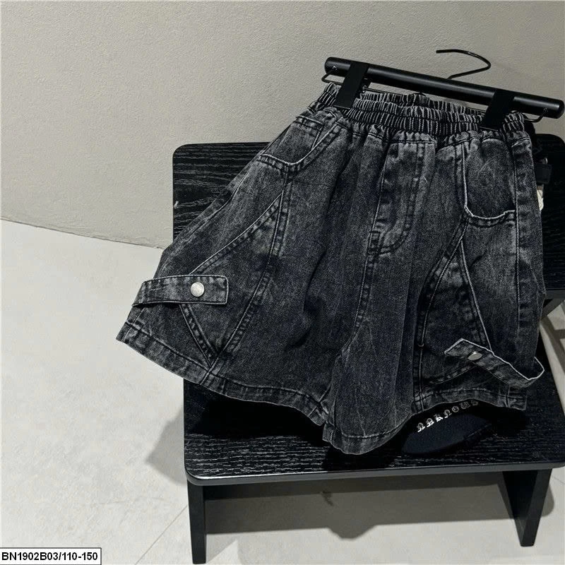 QUẦN SHORT JEAN ĐEN KÈM ĐAI