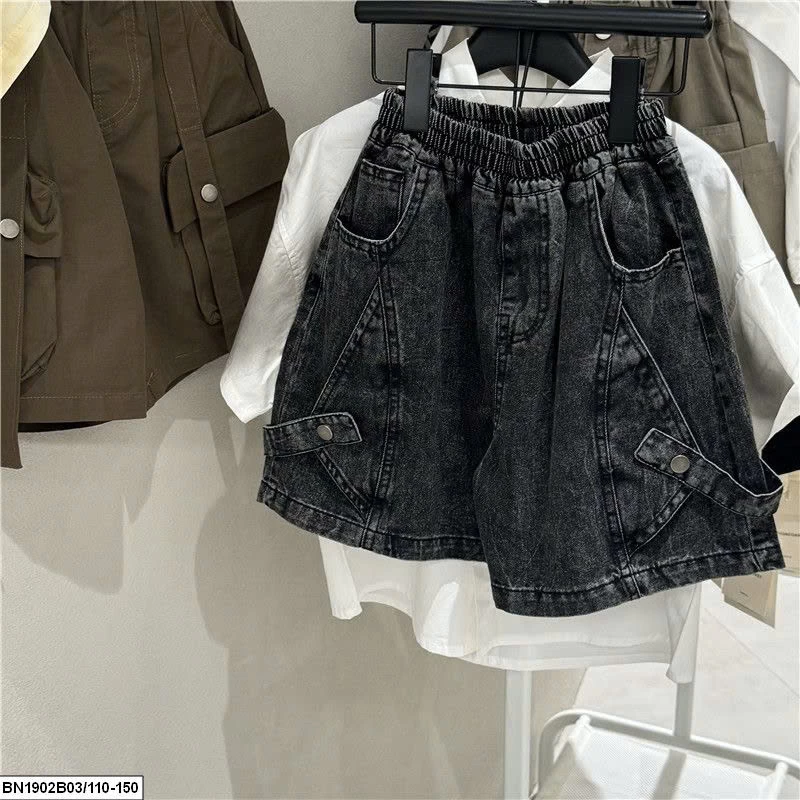 QUẦN SHORT JEAN ĐEN KÈM ĐAI