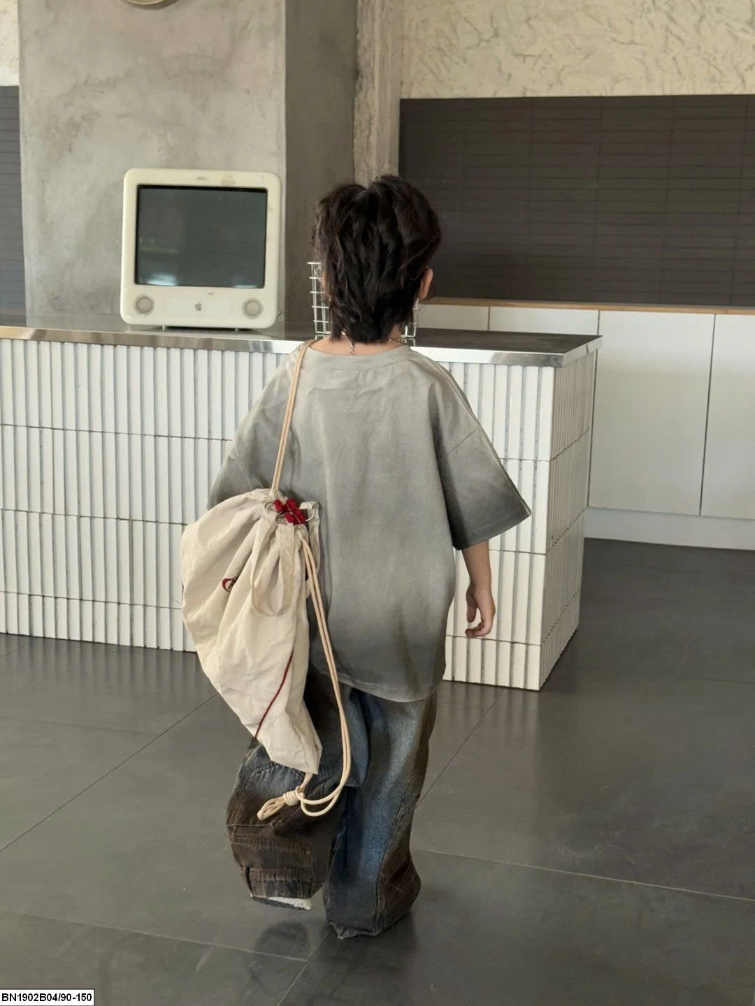 SÉT QUẦN JEAN XANH CÀO RÁCH MIX ÁO THUN XÁM