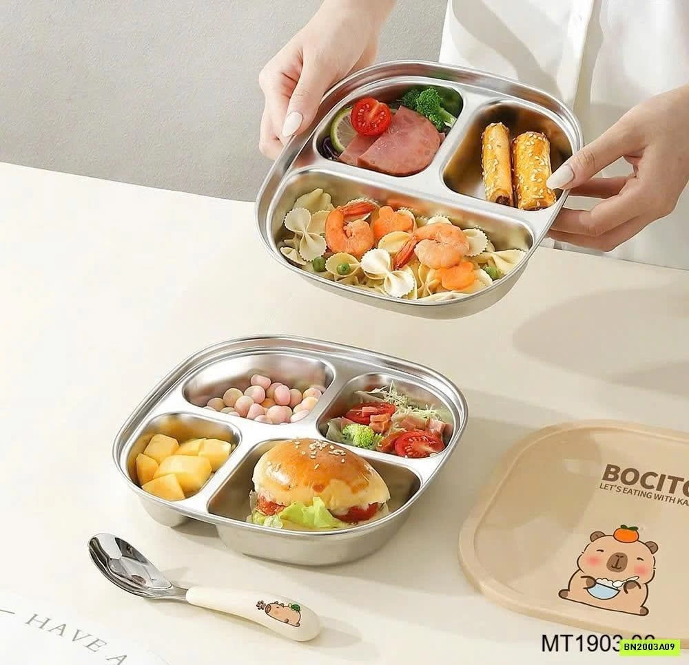 KHAY CƠM INOX CHO BÉ KÈM NẮP