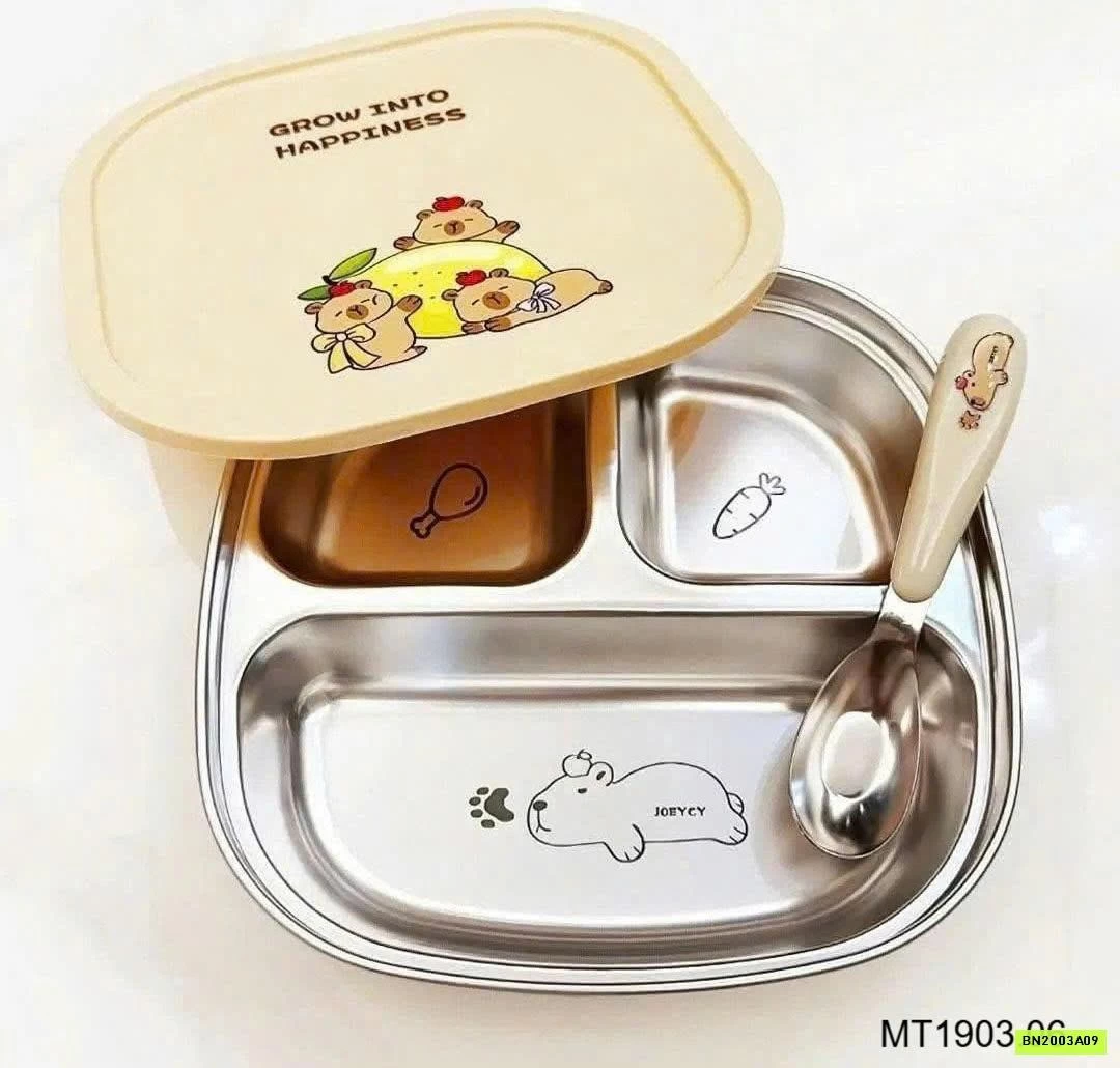 KHAY CƠM INOX CHO BÉ KÈM NẮP