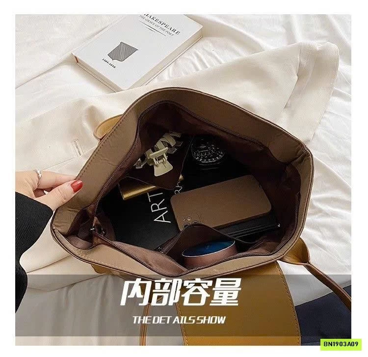 TÚI TOTE PHỐI DA KHÓA GÀI