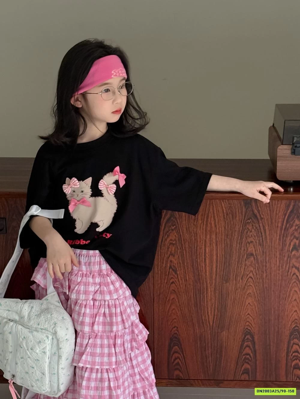 AO THUN MÈO MIX CV XẾP TẦNG DÁNG DÀI KUMAIKIDS