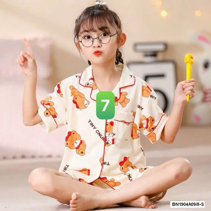 PIZAMA CỘC TAY LỤA SỮA BG