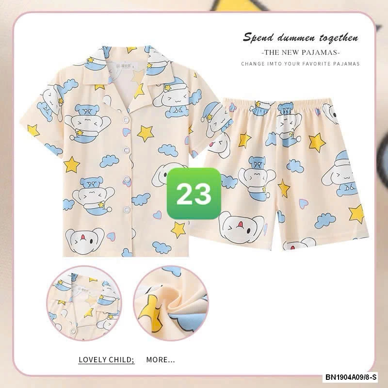 PIZAMA CỘC TAY LỤA SỮA BG