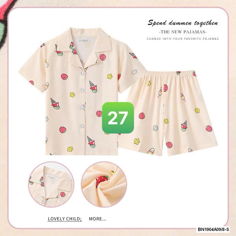 PIZAMA CỘC TAY LỤA SỮA BG